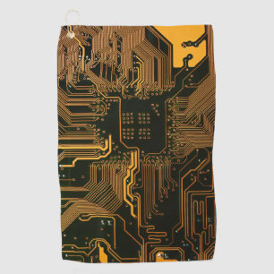 Geek Out Nerd PCB Orange Electronic Circuit Board  Golf Towel