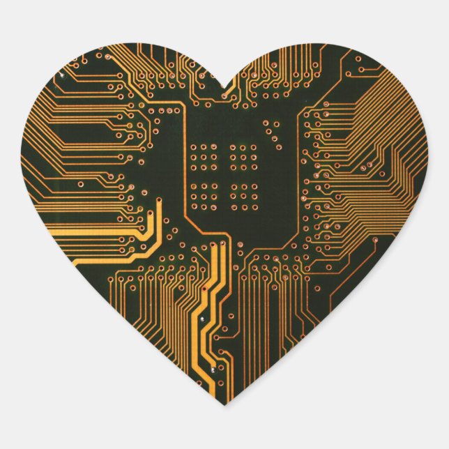 Geek Out Nerd PCB Orange Electronic Circuit Board  Heart Sticker (Front)