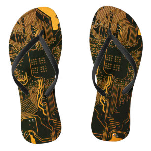 Geek Out Nerd PCB Orange Electronic Circuit Board  Jandals