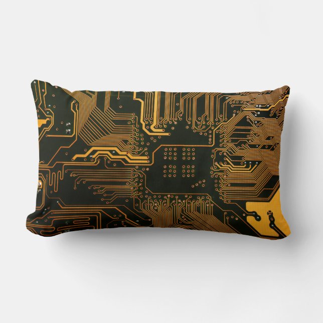 Geek Out Nerd PCB Orange Electronic Circuit Board  Lumbar Cushion (Front)