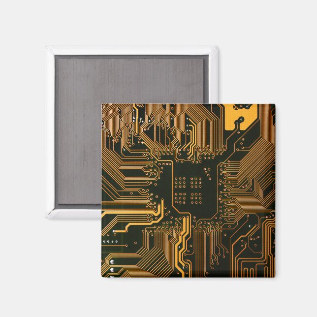 Geek Out Nerd PCB Orange Electronic Circuit Board  Magnet (Front/Back)