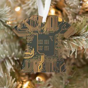 Geek Out Nerd PCB Orange Electronic Circuit Board  Ornament