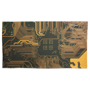 Geek Out Nerd PCB Orange Electronic Circuit Board  Pillowcase