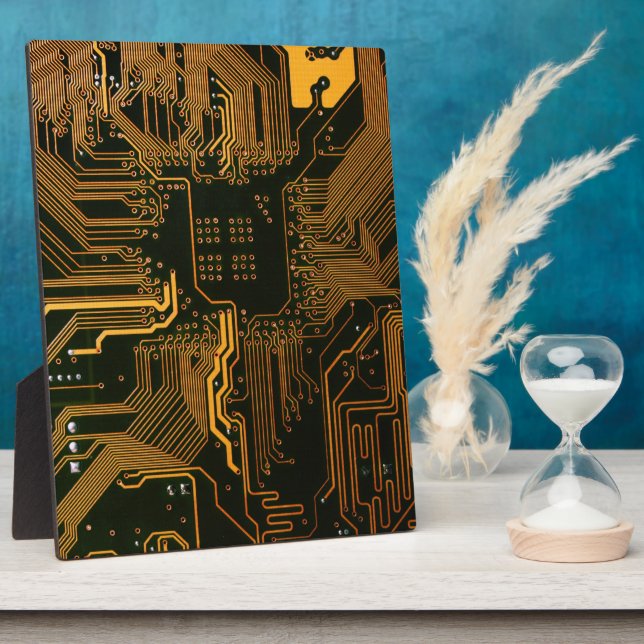 Geek Out Nerd PCB Orange Electronic Circuit Board  Plaque (Side)