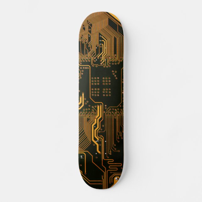 Geek Out Nerd PCB Orange Electronic Circuit Board  Skateboard (Front)