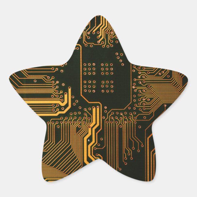 Geek Out Nerd PCB Orange Electronic Circuit Board  Star Sticker (Front)