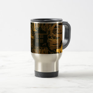 Geek Out Nerd PCB Orange Electronic Circuit Board Travel Mug