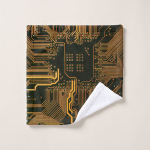 Geek Out Nerd PCB Orange Electronic Circuit Board Wash Cloth