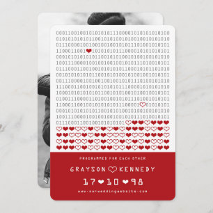 Geek Programmed For Love Simple Binary Code Photo Save The Date