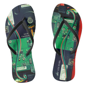 Geek robotic printed circuit board electronic Cool Jandals
