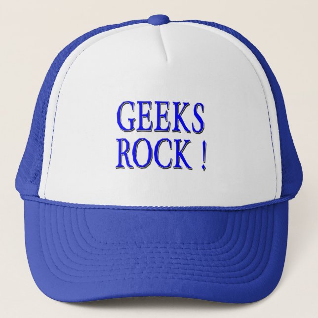 Geeks Rock !  Blue Trucker Hat (Front)