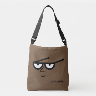 "Geeks Rule" Funny-looking Face with Eyeglasses Crossbody Bag