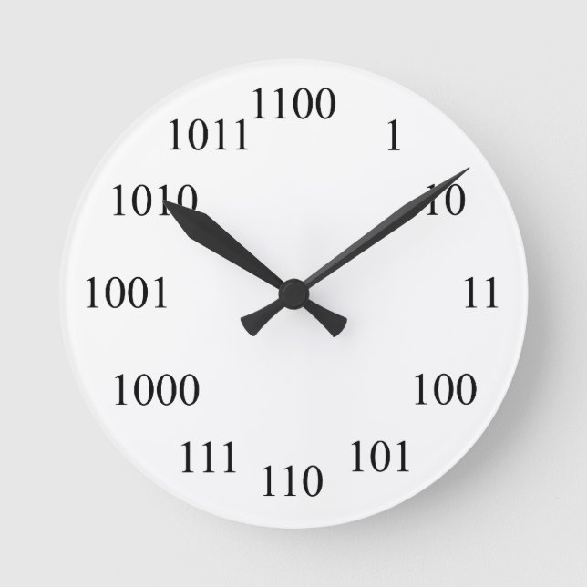 Geeky Binary Number System Round Clock (Front)