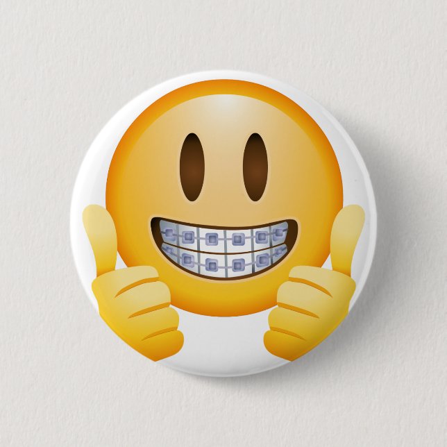 Geeky Braces Emoji 6 Cm Round Badge (Front)