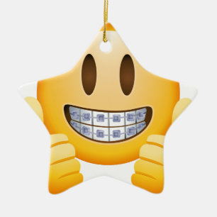 Geeky Braces Emoji Ceramic Tree Decoration