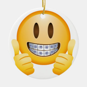 Geeky Braces Emoji Ceramic Tree Decoration