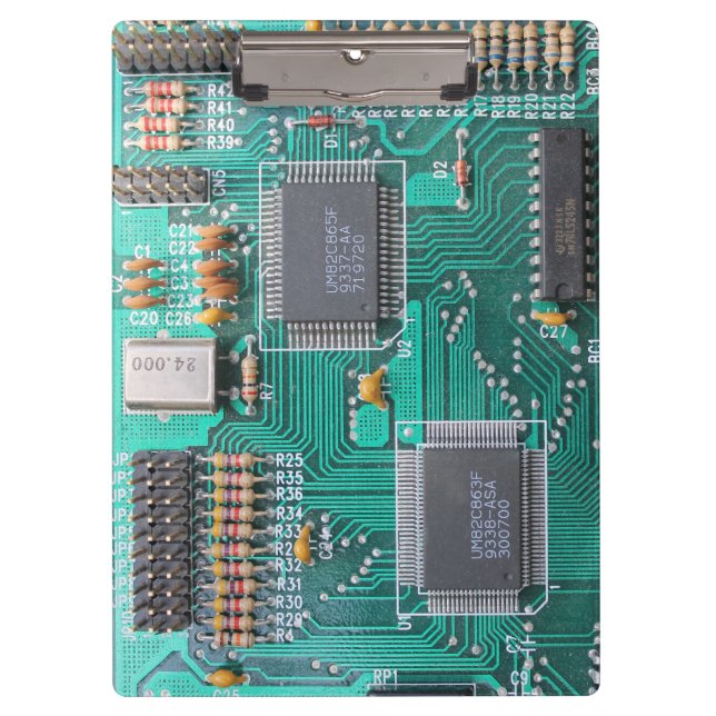 Geeky, circuit board, computer motherboard clipboard (Front)