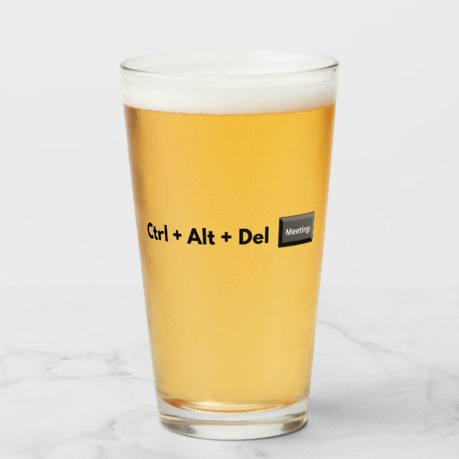 Geeky Control Alt Del Meetings Glass (Front Filled)