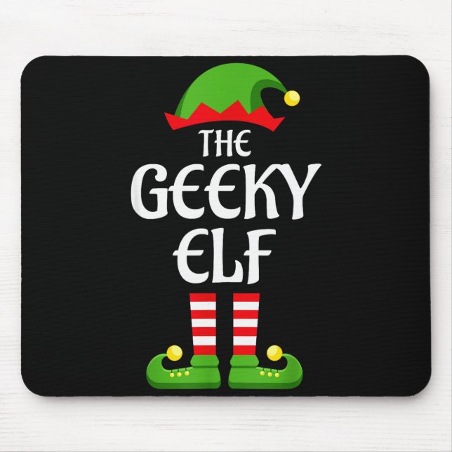 Geeky Elf Family Matching Group Christmas Geek  Mouse Pad (Front)