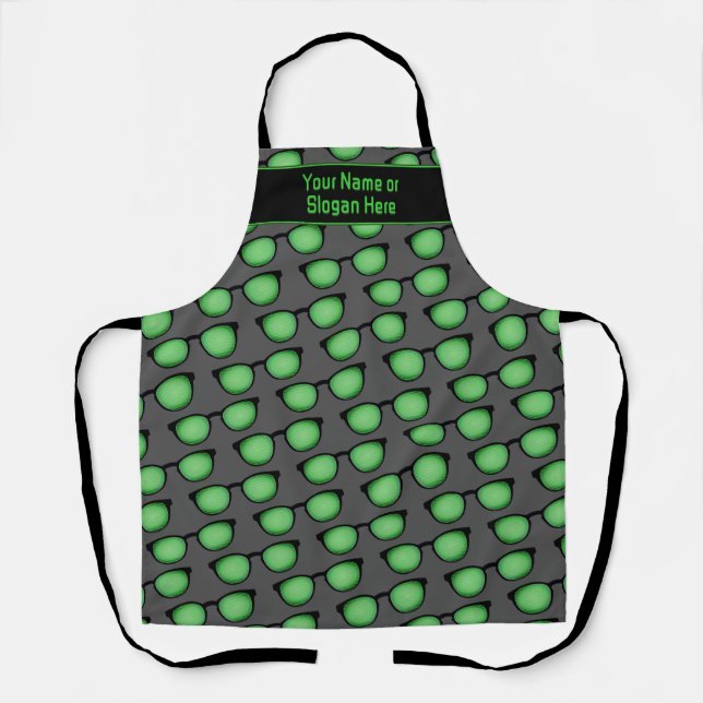Geeky eyeglasses computer developer - Own Slogan  Apron (Front)