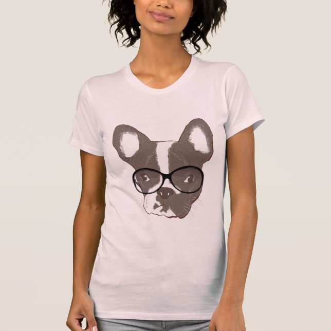 Geeky French Bulldog in Glasses Shirt (Front)