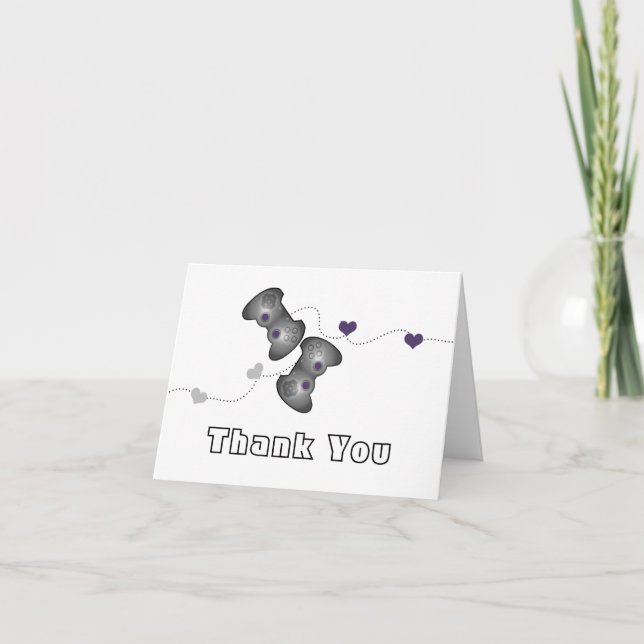 Geeky Gamer Thank You Card (Silver/Purple) (Front)