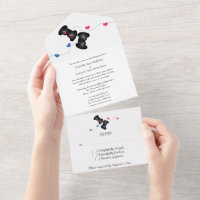 Geeky Gamers All in One Wedding Invite | Pink/Blue