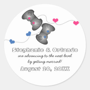 Geeky Gamers Save the Date Stickers