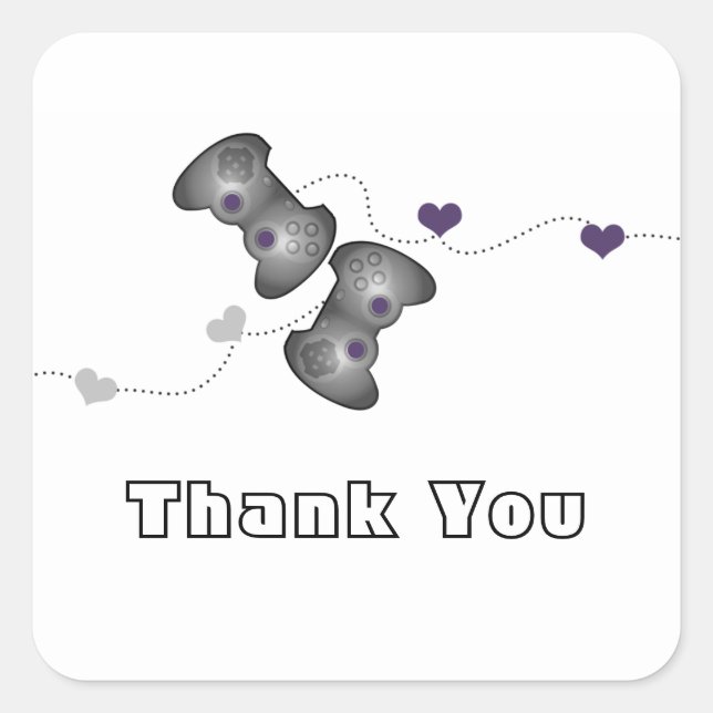 Geeky Gamers Thank You Stickers (Silver/Purple) (Front)