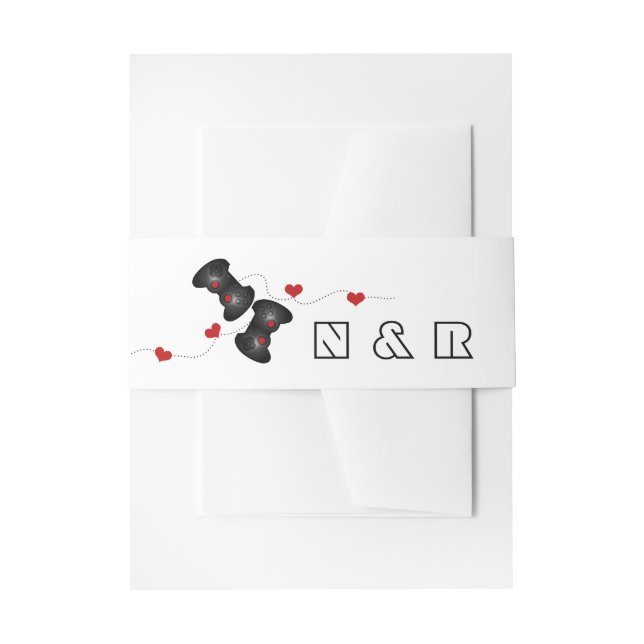 Geeky Gamers Wedding Belly Bands Dark Invitation Belly Band (Front Example)