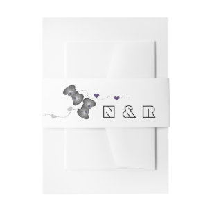 Geeky Gamers Wedding Belly Bands Silver Purple Invitation Belly Band