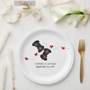 Geeky Gamers Wedding Paper Plates Dark