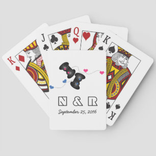 Geeky Gamers Wedding Playing Cards Dark Pink Blue