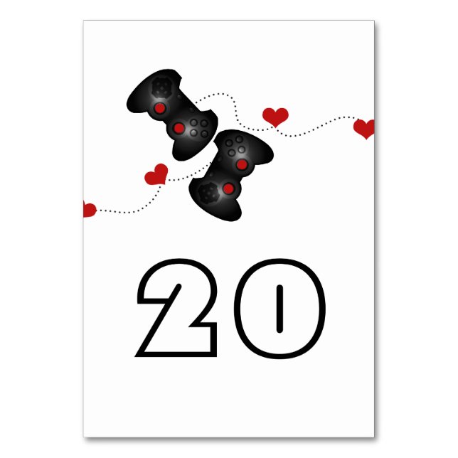 Geeky Gamers Wedding Table Card Dark (Front)