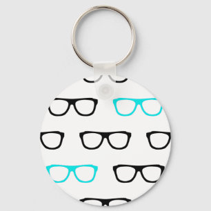 geeky glasses blue geek key ring
