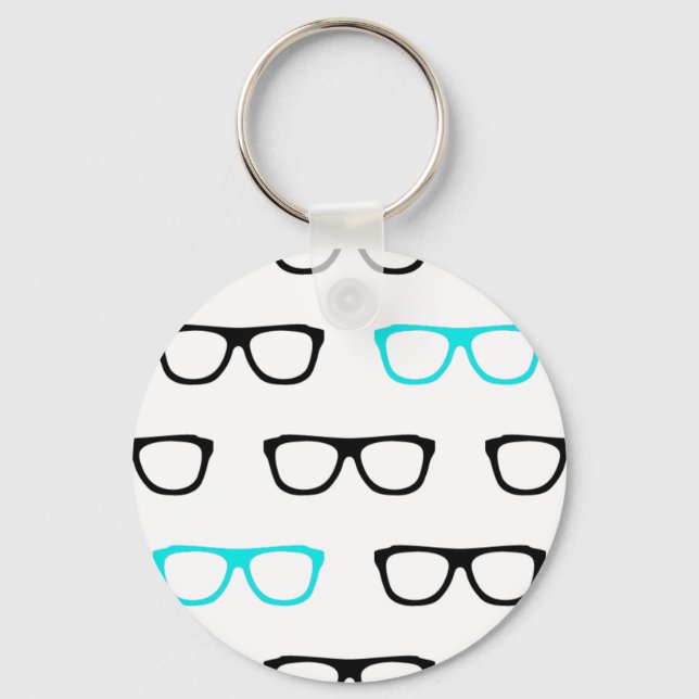 geeky glasses blue geek key ring (Front)