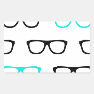 geeky glasses blue geek rectangular sticker