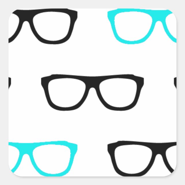 geeky glasses blue geek square sticker (Front)