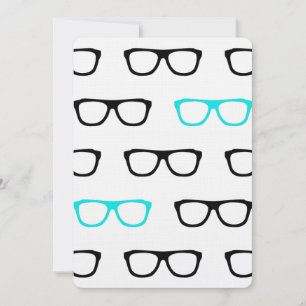 geeky glasses blue geek wedding invitations