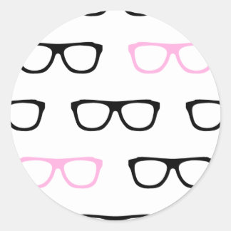 geeky glasses pink geek classic round sticker