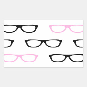geeky glasses pink geek rectangular sticker