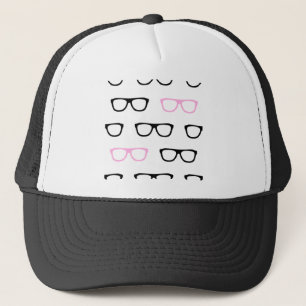 geeky glasses pink geek trucker hat