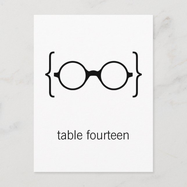 Geeky Glasses Table Number Postcard (Front)