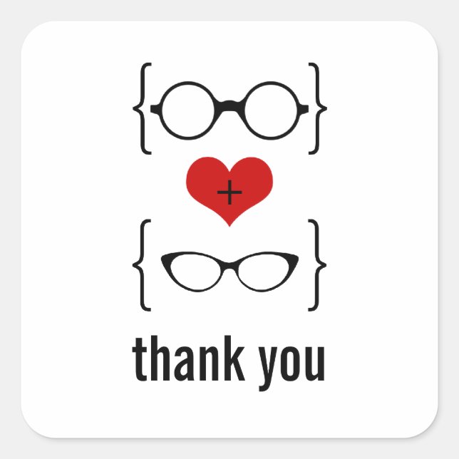 Geeky Glasses Thank You Stickers (Front)