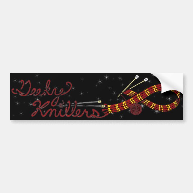 Geeky Knitters Red Bumper Sticker (Front)