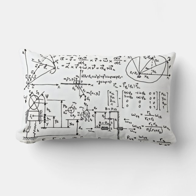 Geeky Math Mathematics Black White Lumbar Cushion (Front)