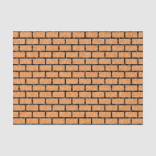 Geeky Orange Pixelated 8-Bit Look Bricks Pattern Tissue Paper