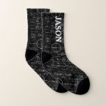 Geeky Physics Personalised Gifts Socks<br><div class="desc">Physics Gifts Ideas / Physics Teacher Gift / Physics Student Gift / Geek Physics Gift / Black Men's Personalised Name Initial Monogram All-Over-Print Socks. To change the text, use the personalise option. For more extensive text changes such as changes to the font, font colour, or text layout, choose the customise...</div>