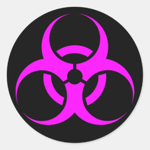 Geeky Pink Biohazard Sign Classic Round Sticker