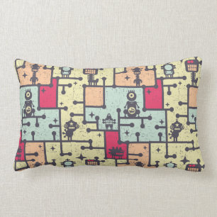geeky robot maze pattern vector lumbar cushion